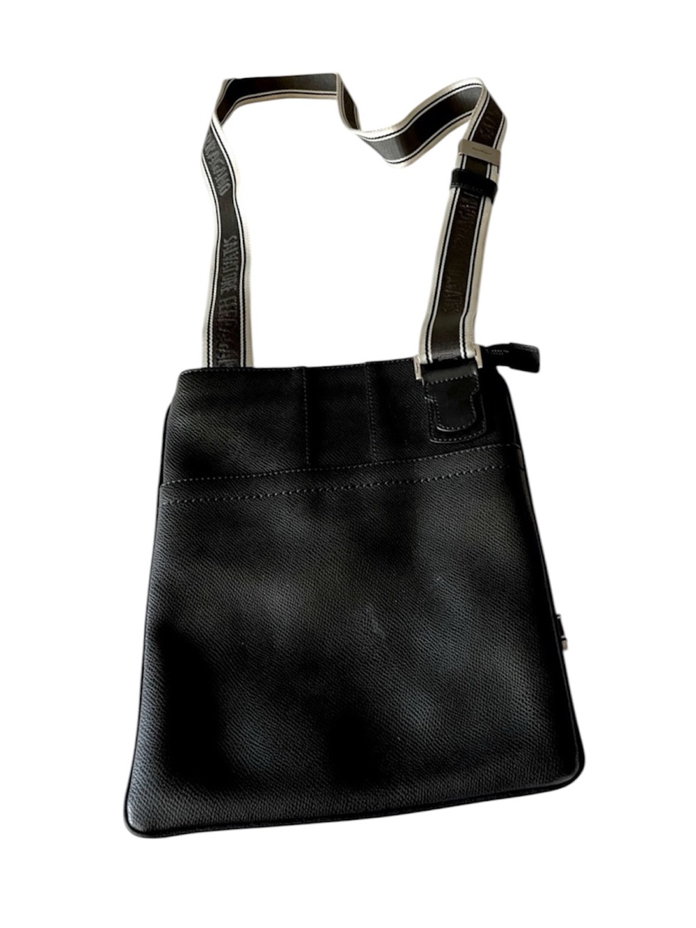 Salvatore Ferragamo Black Leather Messenger Bag